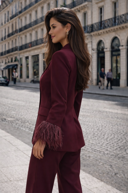 ensemble blazer rouge bordeaux