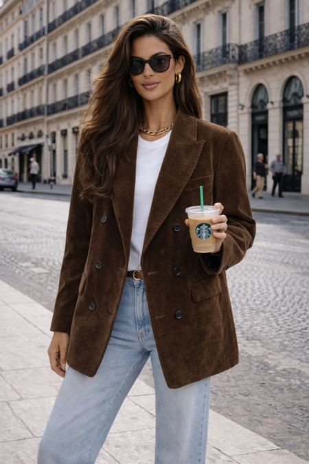 Blazer chocolat velours